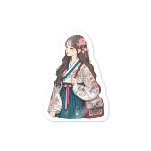 韓国風の女の子(チマチョゴリ着) Sticker