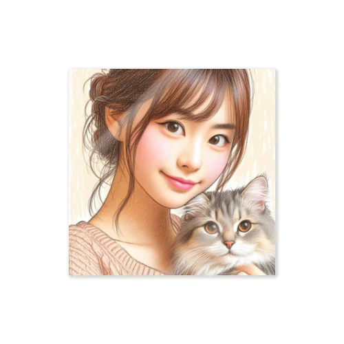 猫と女性 Sticker