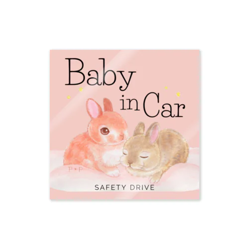 うさぎ赤ちゃん BABY IN CAR ステッカー