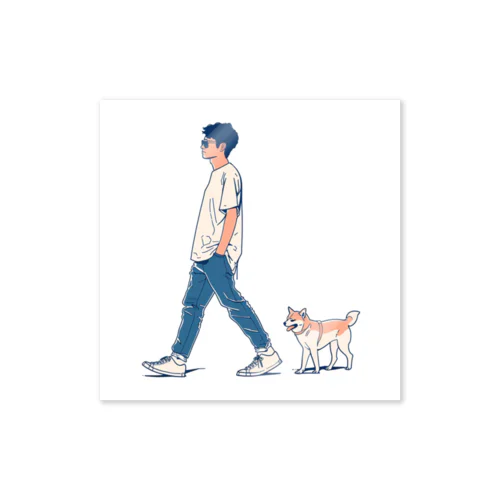 犬の散歩　夏 Sticker