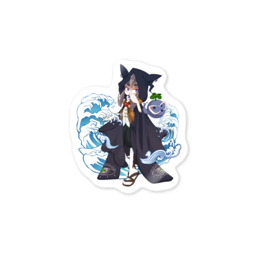 妖狐のkokuカズ＆ネビ＆水の精霊 ステッカー