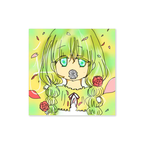 花と女の子 Sticker