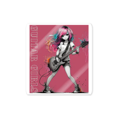 GUITAR GIRLS1　pink１ ステッカー