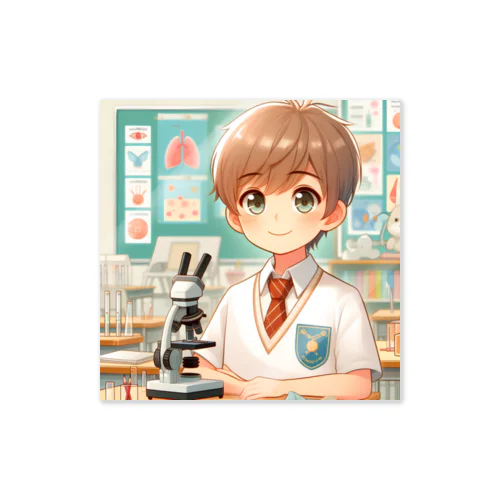 男の子　中学1年生　科学部 Sticker