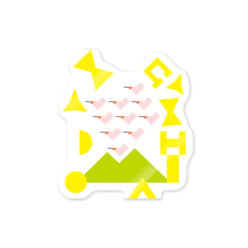 朱鷺と金山 Sticker