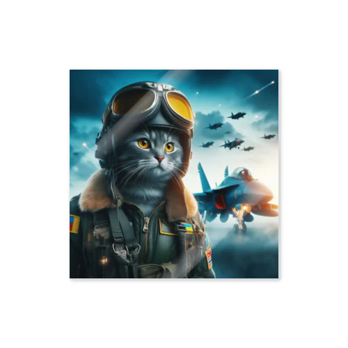 ウクライナ猫パイロット Sticker