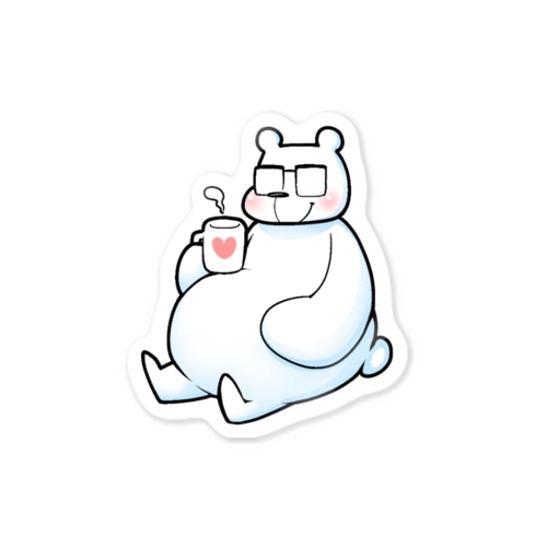 しろくまのお父さんほっとひと息ステッカー Sticker