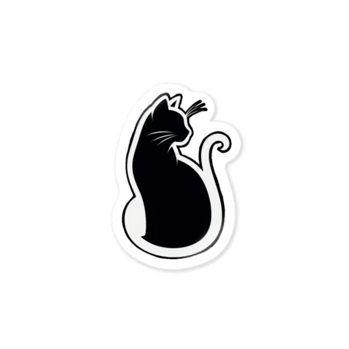 黒猫シルエットⅠ Sticker