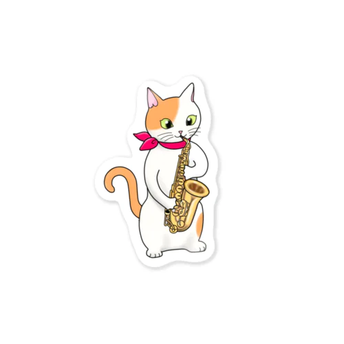 サクソフォンを吹く猫 Sticker