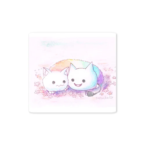 ねこさんとレインボーネコケムシお花畑 Sticker