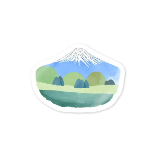 富士山水彩画2 ステッカー