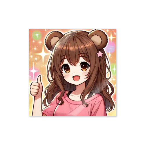 アニメ風かわいい熊の女の子 Sticker