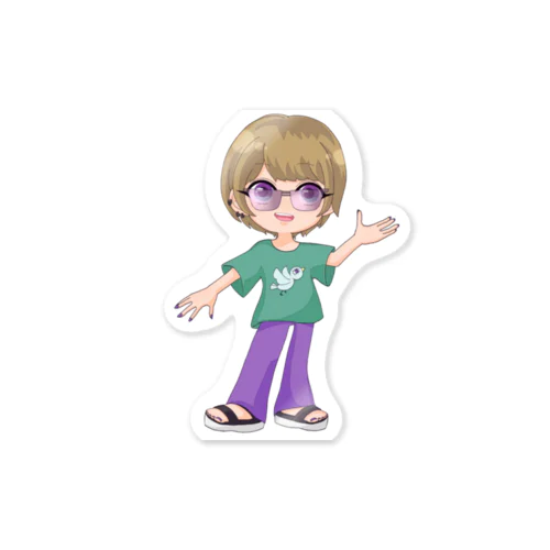 鳥Tシャツを着てる金髪グラサンヌ Sticker