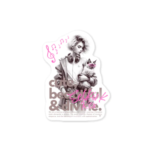 仮面のセルカークレックス｜子猫｜ヘッドホン ② _black label Sticker