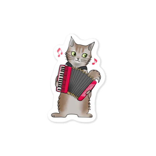 アコーディオンを弾く猫 Sticker