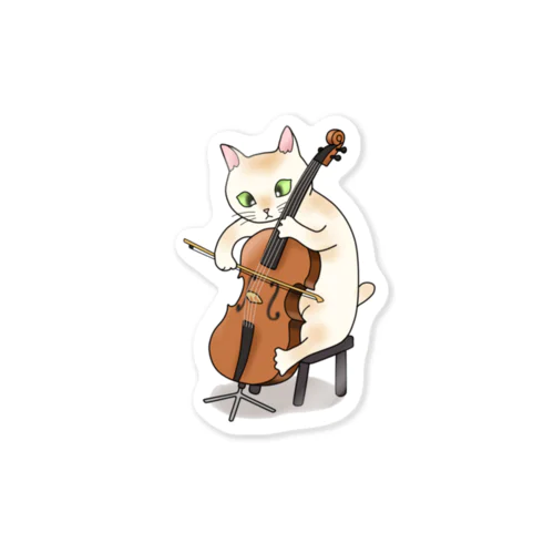 チェロを弾く猫 Sticker