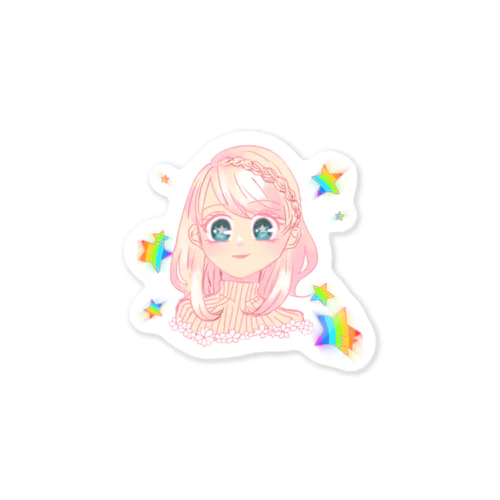 ピンクなレインボーな子 Sticker