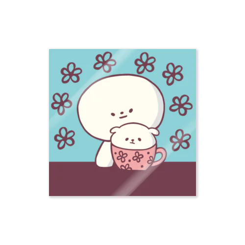ビションフリーゼとラテアート Sticker