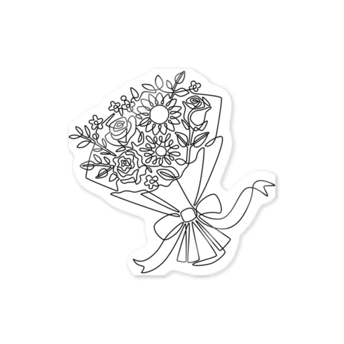 一筆書き：花束 Sticker