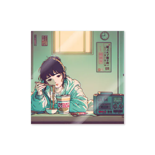 Midnight Nostalgia – ネオンに染まるラーメンの夜 Sticker