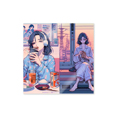 夜更けの食卓と帰り道 Sticker