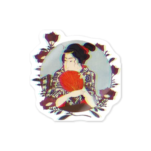 edamameosushi ukiyo-e lady Sticker