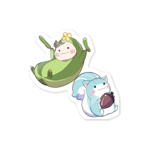 きゅうりの妖精&蒼いリス Sticker