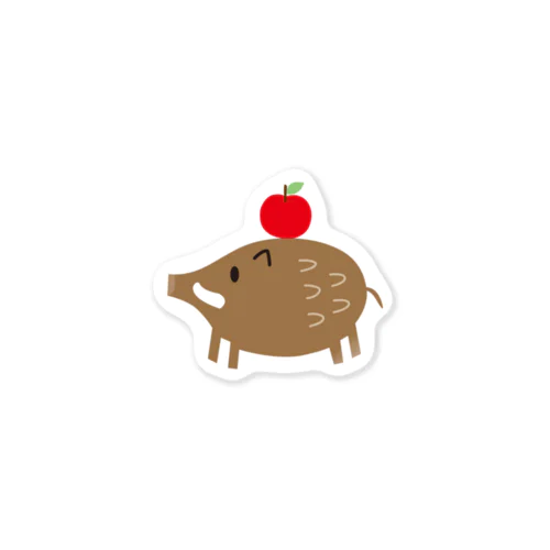 イノシシとりんご Sticker