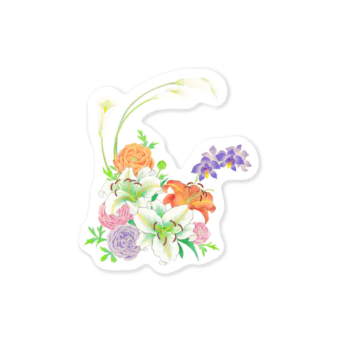 百合のお花柄 Sticker