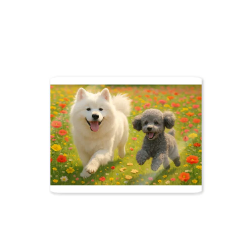 フラワーラン・サモエド&トイプー Sticker