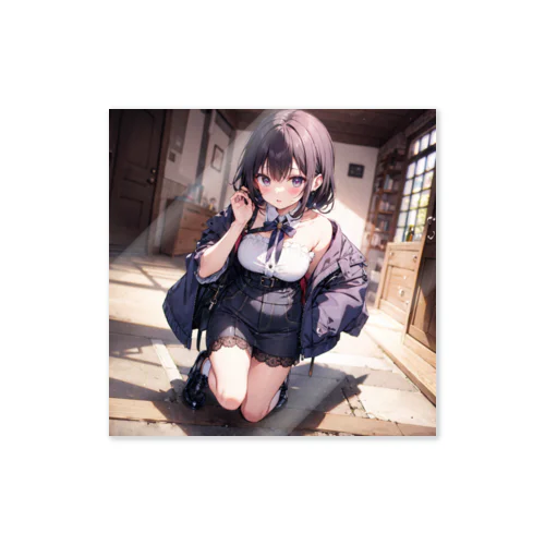 00181-Anime girl with purple hair and blue eyes Sticker