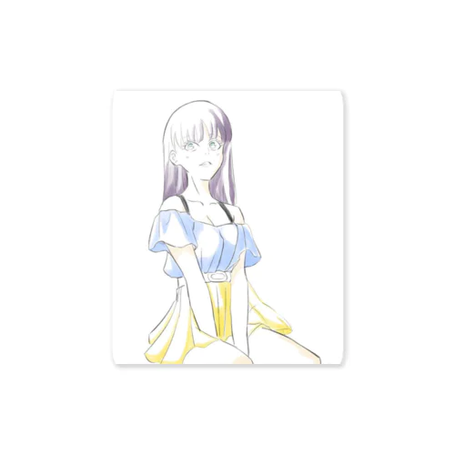 ロングの女の子 Sticker