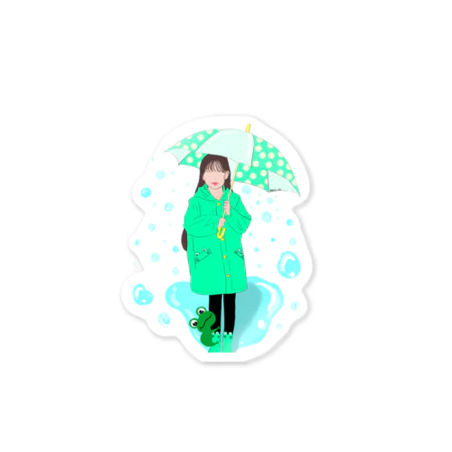 雨の日に出会う☂️🐸 Sticker