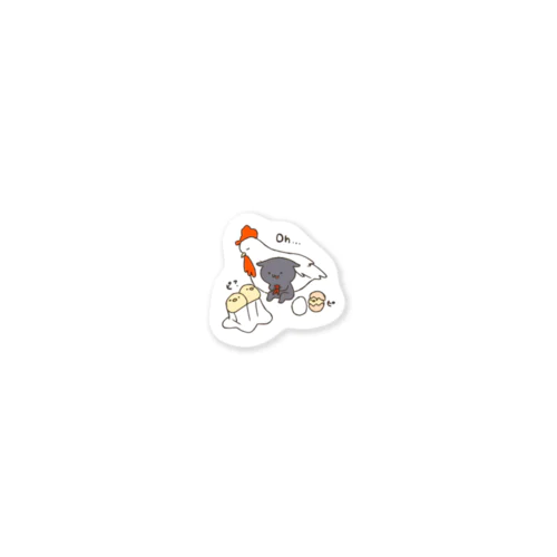 ニャンコック料理長とニワトリさん Sticker