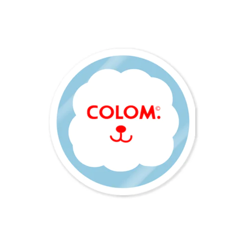 【COLOM.】コロ。犬ロゴ！ブルー ステッカー