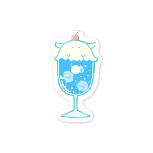 クリームソーダに擬態するメンダコ（ソライロソーダ）-擬態妖精ミミカ- Sticker