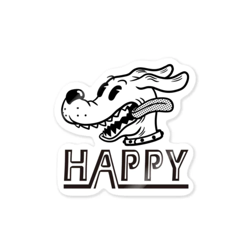 happy dog (black ink) ステッカー