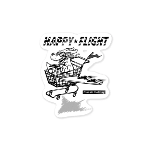 happy dog -happy flight- (black ink) Sticker