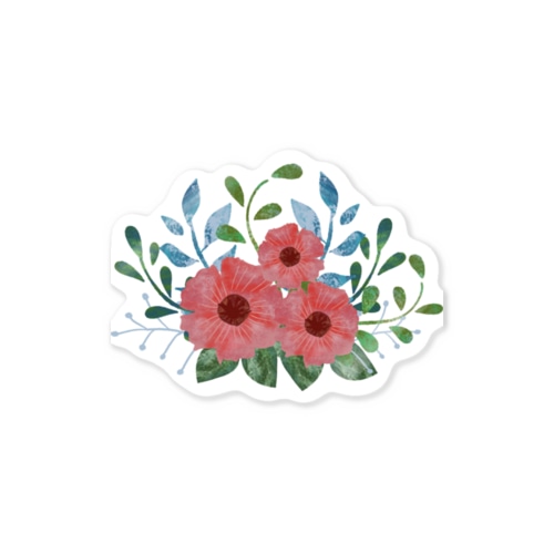 切り絵風ボタニカルプリント Sticker