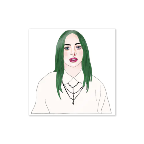 Green Hair Girl Sticker