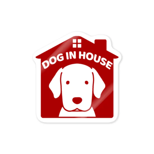 DOG IN HOUSE（ラブ）レッド ステッカー