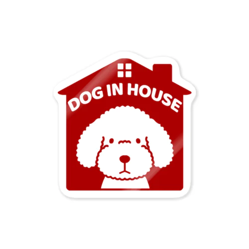 DOG IN HOUSE（トイプー）レッド ステッカー