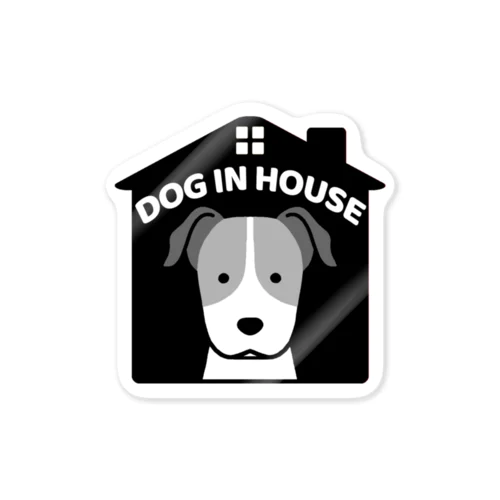 DOG IN HOUSE（ジャック）ブラック Sticker