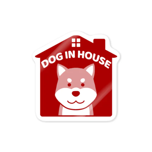 DOG IN HOUSE（shiba）レッド ステッカー