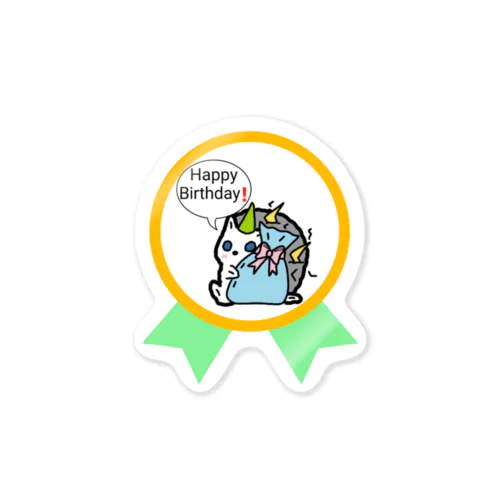 我が家のネコ天使達birthdayステッカー(雷雲のハリネズミ) Sticker