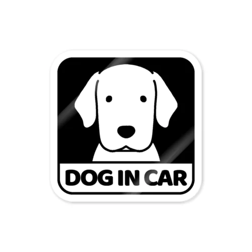 DOG IN CAR（ラブ）ブラック Sticker