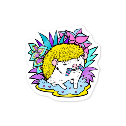 パステルハリネズミ イエロー Sticker