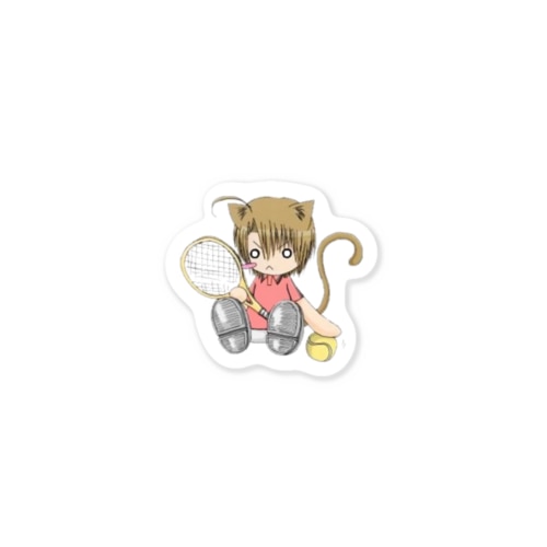 テニスと猫 Sticker