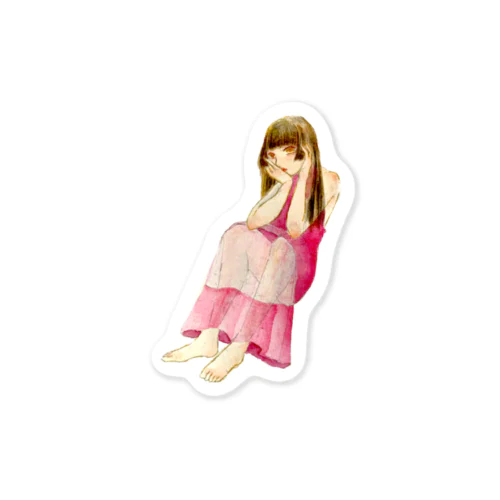 姫カットの女の子 Sticker