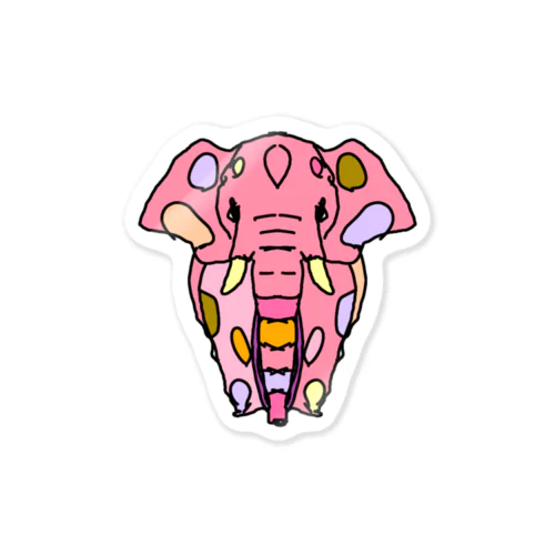 Elephant☆PINK　(ピンク色の象)　Full of vitality　(フル　オブ　バイタリティ) ステッカー